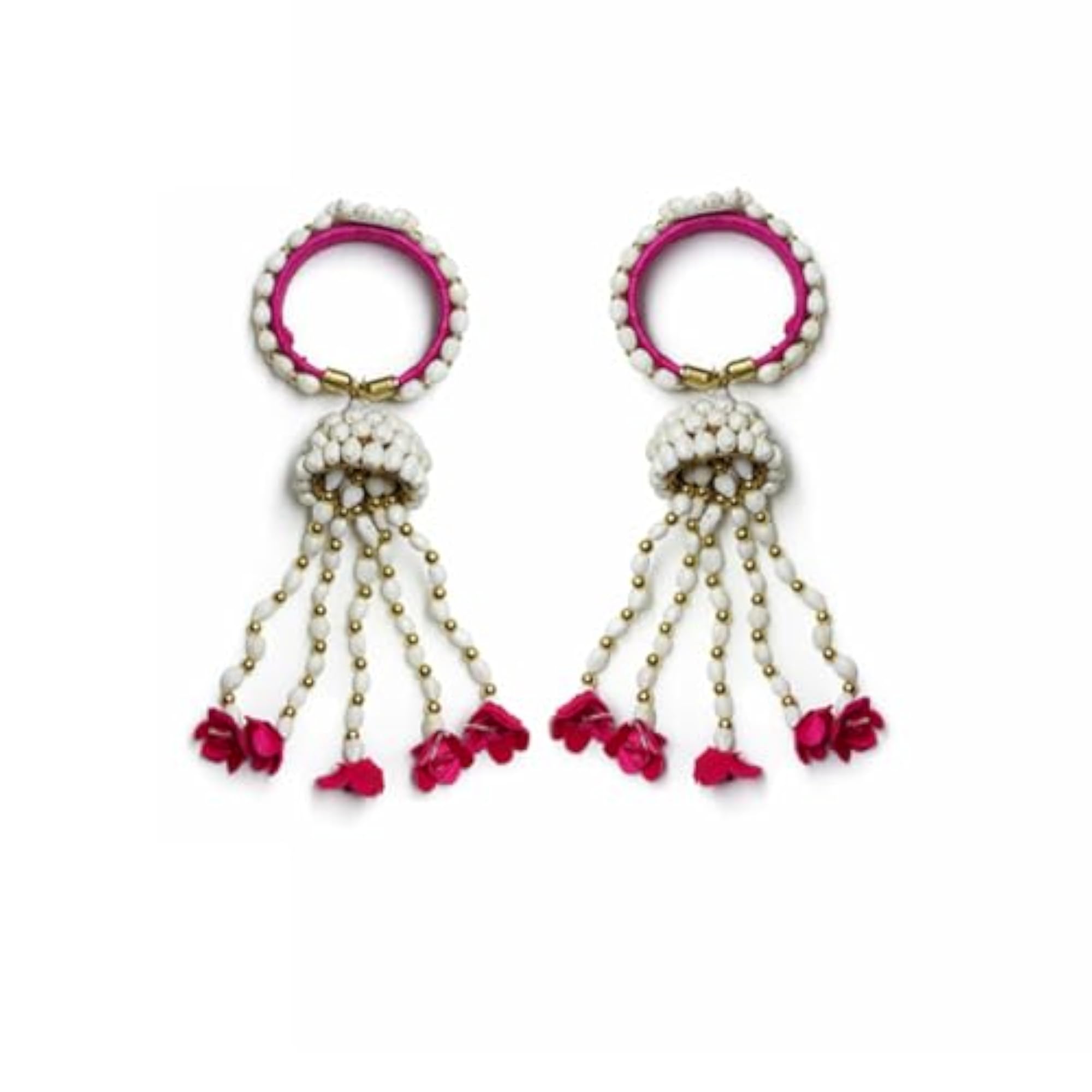 Lightweight Mogra Buds with Pink Stone Stud Earring Set